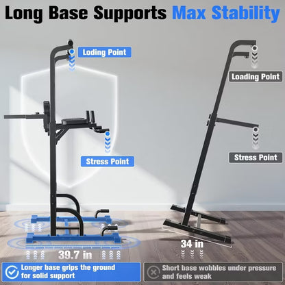 Sportsroyals Power Tower Pull Up Bar Station, 450LBS Stable Pull Up Dip Station for Home Gym Strength Training Equipmen