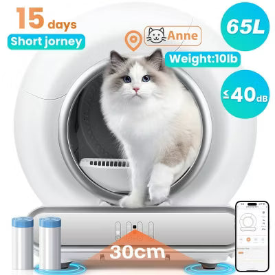 Smart Automatic Self-Cleaning Cat Litter Box, APP Control Covered Litter Box for Multiple Cats, Ultra Odor Control & Touch-Free Cleaning, White