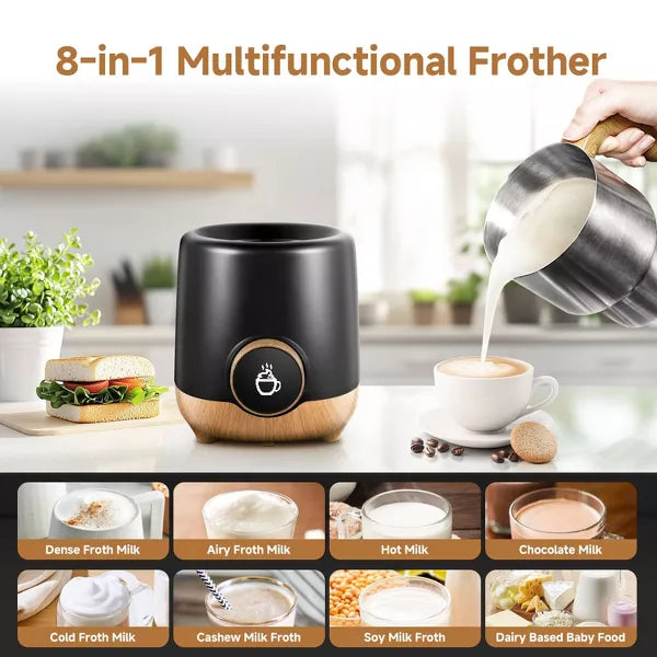 Milk Frother, 8-IN-1 Multi-function Electric frother and steamer 21 oz, 550W Split Stainless Steel Steamer for Coffee, Milk Froth, Chocolate Milk