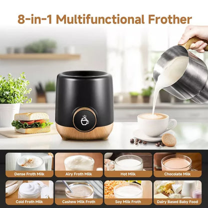 Milk Frother, 8-IN-1 Multi-function Electric frother and steamer 21 oz, 550W Split Stainless Steel Steamer for Coffee, Milk Froth, Chocolate Milk