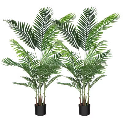 Dr.Planzen 2-Pack Artificial Areca Palm Trees - Tall UV-Resistant Faux Plants - For Indoor & Sheltered Outdoor Home & Office Decor