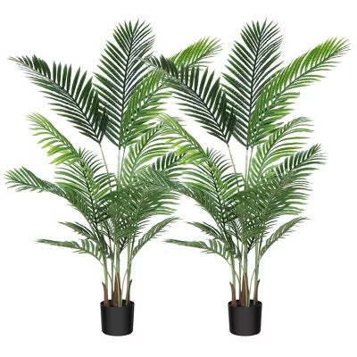 Dr.Planzen 2-Pack Artificial Areca Palm Trees - Tall UV-Resistant Faux Plants - For Indoor & Sheltered Outdoor Home & Office Decor