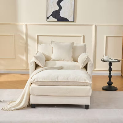 39.4" Modern Sofa, Living Room Club Chair Chenille Upholstered Armchair , Reading Chair for Bedroom, Beige Chenille