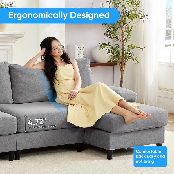 Mjkone U Shaped Sectional Sofa, 4-Seat Modular Sofa, Living Room Modern Couch with Chaise
