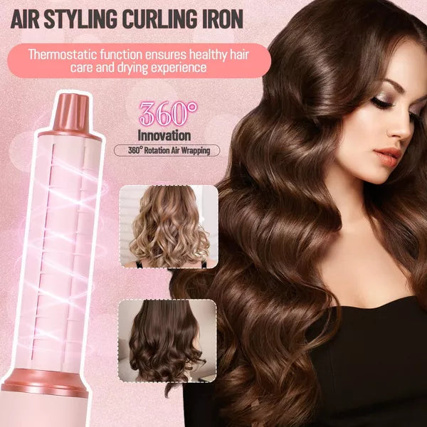 Dryhsip 6-in-1 High-Speed Hot Air Hair Styler with Digital Temperature Display,Ionic Technology,3 Heat/Cool Settings,Fast Drying Lightweight