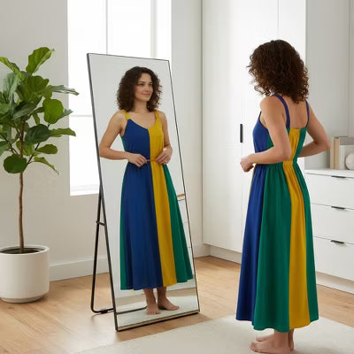 CIPACHO 56*18 Inch Frameless Rectangle Full-Length Mirror - Unbreakable Tempered Glass,Multi-Installation,High Color Accuracy,Distortion-Free,Black