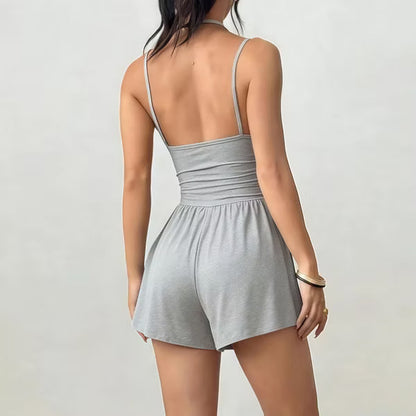 Summer Rompers for Women One Piece Wide Leg Shorts Jumpsuits Spaghetti Strap Sleeveless Yoga Gym Workout Outfits