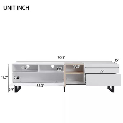 Wooakway Modern TV with Double Storage Space，Media Console Table