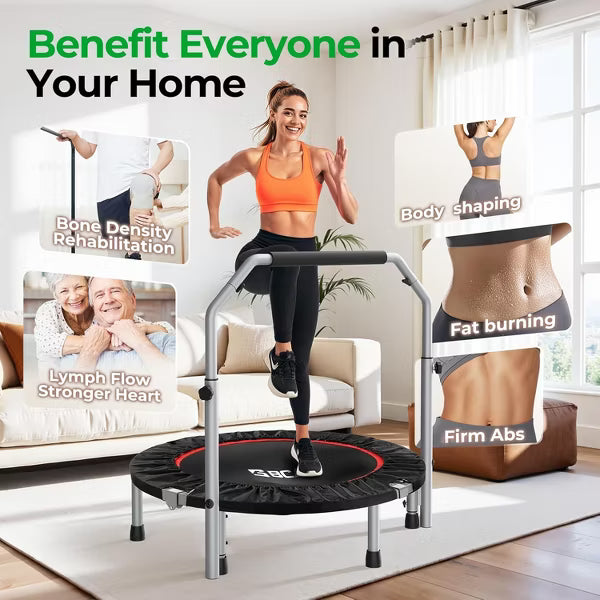 BCAN Foldable Mini Trampoline , Exercise Trampoline for Indoor/Garden Workout
