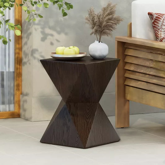 Wooakway Concrete Outdoor Side Table with Symmetric Design, Weather-Resistant Accent for Patio, Garden, or Balcony
