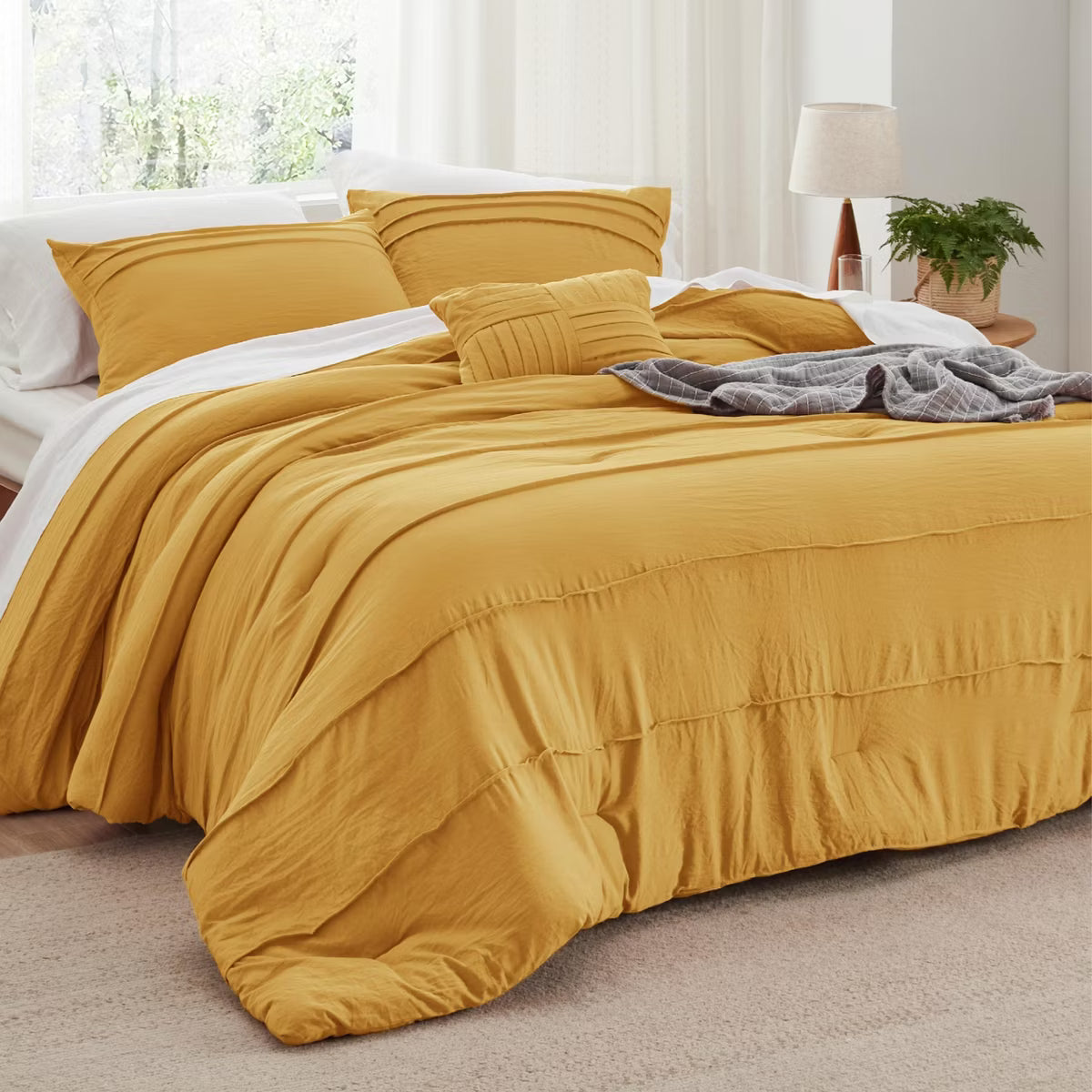 Bedsure Comforter Multi Piece Set Pinch Pleat Bedding OEKO-TEX Certified All Season Soft Cozy Bed Set for Bedroom Home Decor Christmas Gift