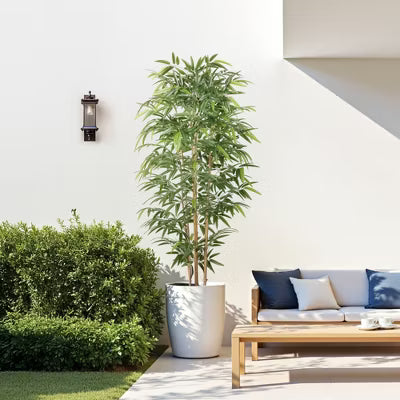 DR.Planzen 5/6/7FT Artificial Bamboo Tree with Real Bamboo Canes in Black Planter, Realistic Faux Bamboo Plant for Indoor Outdoor Home Decor?