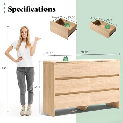 AMERLIFE Storage Dresser, Modern Chest with Rounded Corners, Wood Cabinet Organizer for Living Room, Easy Assembly