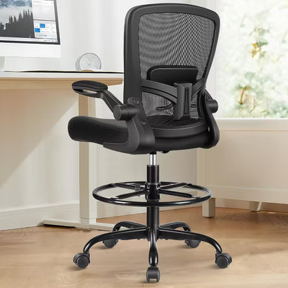 KERDOM Tall Office Chair Ergonomic Standing Desk Chair, Lumbar Support Computer Chair Swivel Task Rolling Chair, Black