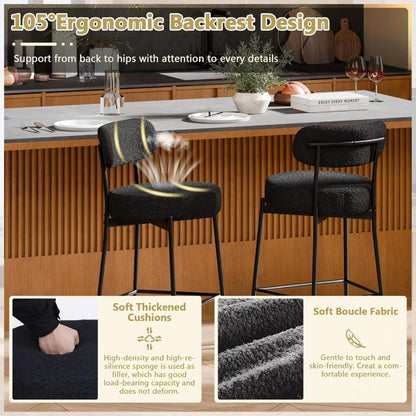 DYHOME Bar Stools Set of 3, 24 Inches Counter Height Kitchen Bar Stools with Back, Modern Metal Tall Bar Stools for Kitchen Island