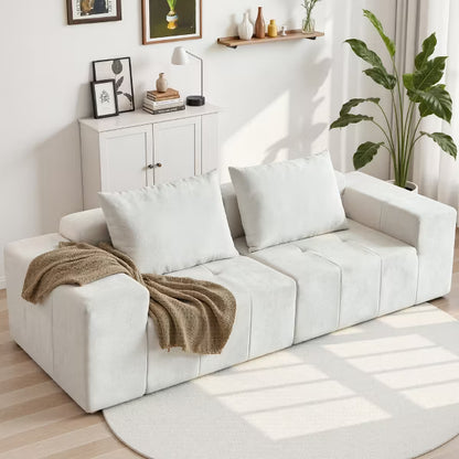 Modern 107" Oversized Sectional Sofa Couch with Pillows for Living Room, White