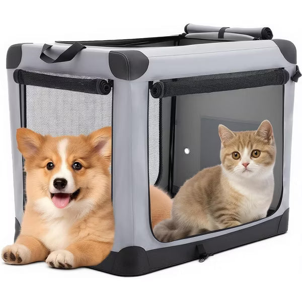 MyDepot Foldable Soft Dog Crate - 24 Inch Airline Approved Travel Carrier with Removable Pad for Pets up to 30 lbs