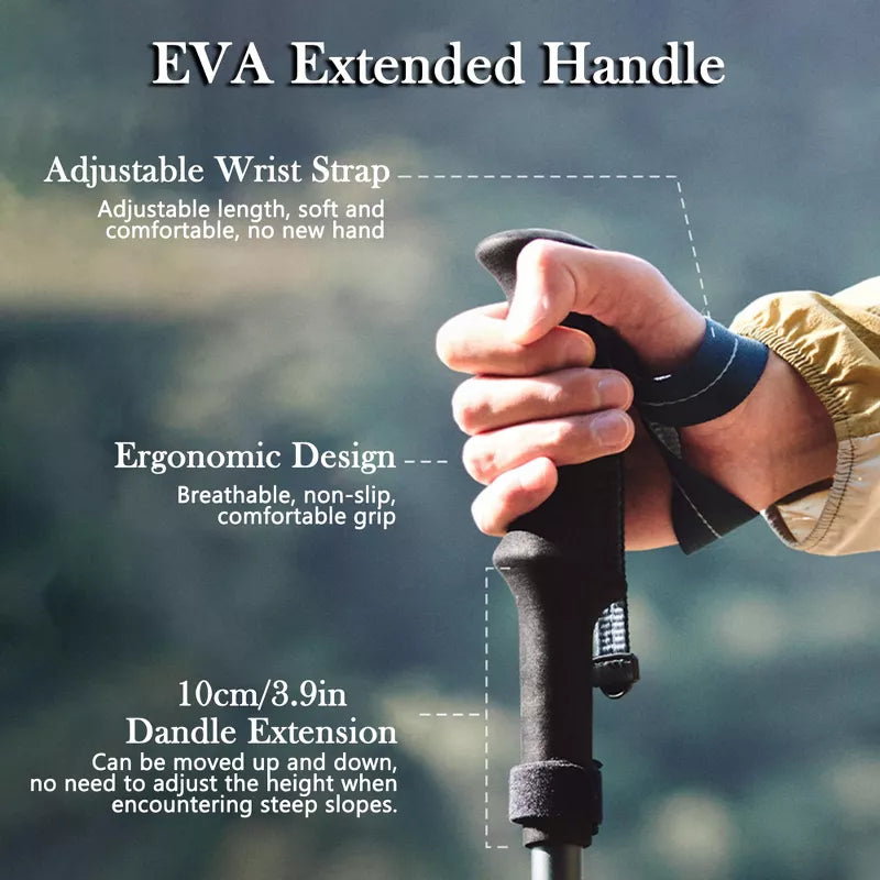 Naturehike 1pc Carbon Fiber Trekking Poles,Ultralight Foldable Hiking Poles,Adjustable 115-135cm,EVA Grip,Tungsten Tip,Hiking&Mountaineering Gear,Gray