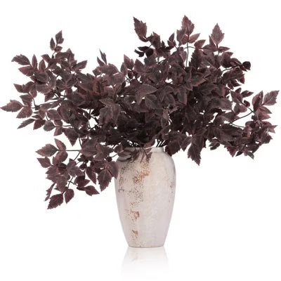4 Pcs Artificial Cimicifuga Leaf Spray, 23 in Faux Burgundy Fall Greenery Branch