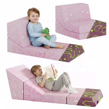 Hooseng Folding Sofa Bed Floor Mattress for Kids, Glow in Dark Kids Couch Fold Out, Toddler Futon Foldable Chair Bed, Convertible Toddler Floor Sofa