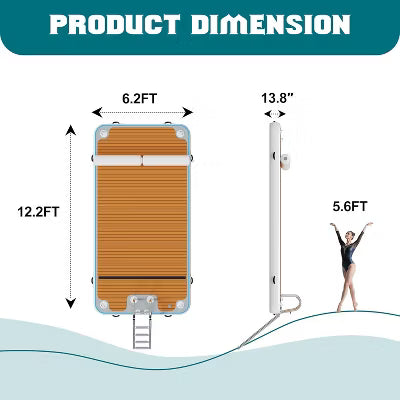 AMERLIFE Inflatable Floating Dock with Non-Slip Surface, Detachable Ladder