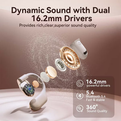 VEATOOL Wireless Earbuds Open Ear Headphone Sport, Bluetooth 5.4 Earbud, 50Hrs Earphone with Earhook, Noise Cancelling Mic