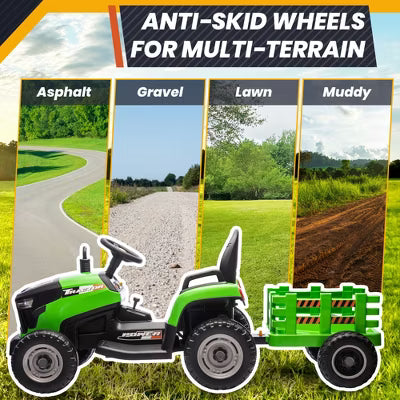 JOYRACER 2WD 24V 2-Seater Electric Ride-On UTV for Kids, 2×75W Motors, Remote Control, LED Lights, Spring Suspension, 3 Speeds & Bluetooth Music