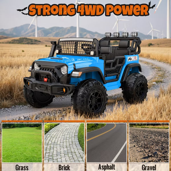 JOYRACER 2-Seater 24V Kids Ride on UTV, 4x200W Electric Jeep Car with Remote Control 3-Speed, USB/MP3/Bluetooth Music, Horn & LED