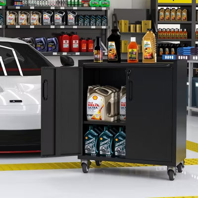 Yukimo Metal Wall Mounted Tool Storage Cabinet, 30"H Alloy Steel Lockable Cabinet, Rust Resistant Wall Cabinet, Assembly Required