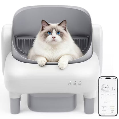 Cumrige Self Cleaning Litter Box,Automatic Cat Litter Box Self Cleaning for Multiple Cats, with Safety Protection, App Control.