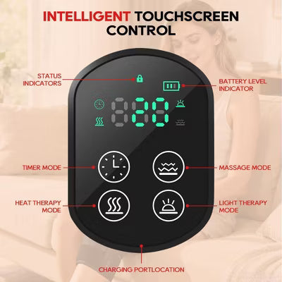 Morfone 660nm and 850nm Infrared Red Light Therapy Device for Knee.3 Vibration Modes and 4 Heating Levels,5000mAh Wireless Rechargeable