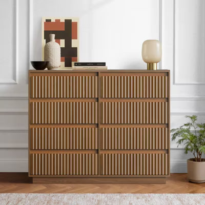 KOLIGEY 8-Drawer Dresser 52"W Double Dresser With Waveform Fluted Panel