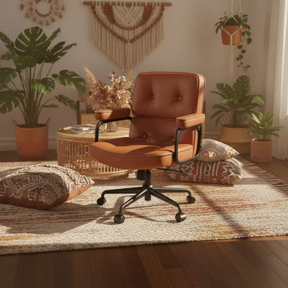 SUGOLD Brown Office Chair, Comfortable Desk Chair with Lumbar Support and Wide Seat, Ergonomic Task Chair for Home & Office