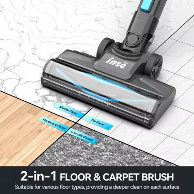 INSE N5T Cordless Vacuum 145w 12kpa Suction Power 6 in 1 Stick Vacuum