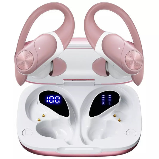 VEATOOL V6 Bluetooth Headphones Wireless Earbuds 88Hrs Playback Sport Ear Buds with Earhook Digital Display Charging Case