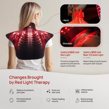 Morfone Light Therapy Pad for Neck, Shoulder and Back Pain Relief Multi-Functional Red Light Therapy Pad Black 1 Piece