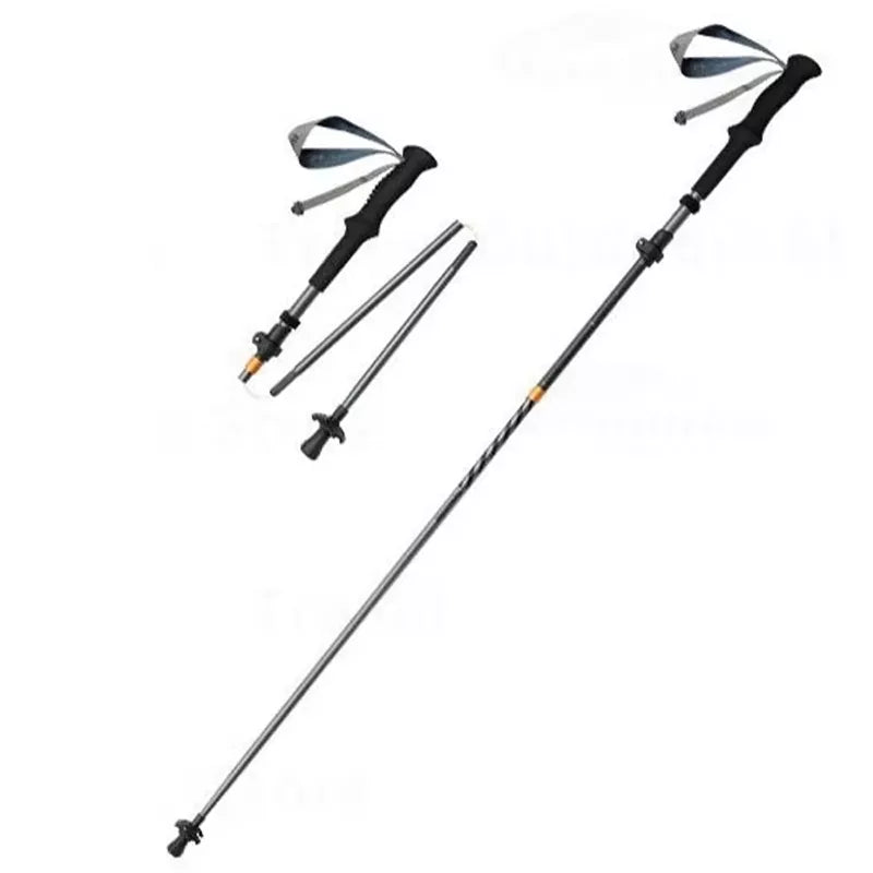 Naturehike 1pc Carbon Fiber Trekking Poles,Ultralight Foldable Hiking Poles,Adjustable 115-135cm,EVA Grip,Tungsten Tip,Hiking&Mountaineering Gear,Gray