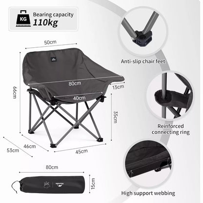 Naturehike Foldable Camping Chair Can bear 110 kg Fishing Chair Portable folding chair With armrest and two pockets