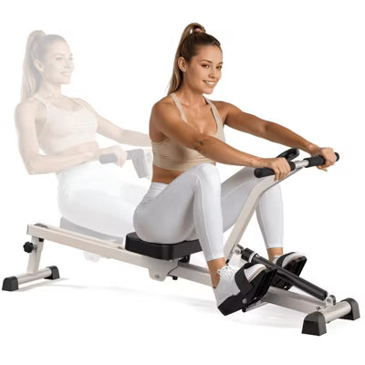 Rowing Machine Rower Exercise for Home Cardio Workouts, Hydraulic Rower With 12 Adjustable Resistance