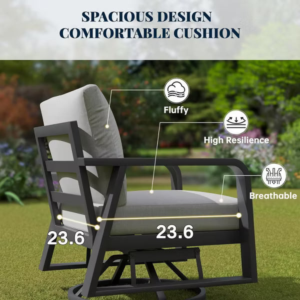 SUGOLD Aluminum Patio Conversation Set with Gray Cushions and Coffe Table