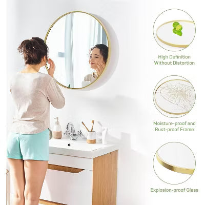 MyDepot Round Wall Mirror for Bathroom, Living Room, Entryway, Vanity Decor