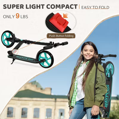 FED FITNESS Foldable Kick Scooter for Kids, Teens & Adults (Ages 6+), 240 LBS Max Load, 8IN Big Wheels, 4 Adjustable Heights, ABEC9 Bearings