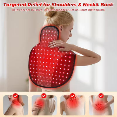 Morfone 3 in 1 Dual-Wavelength Wearable Neck Shoulder and Back Relief Red Light Therapy Device