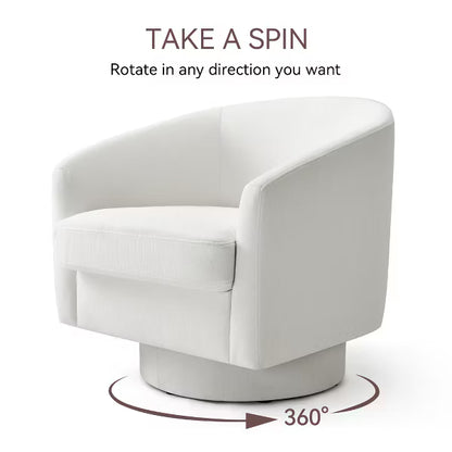 Dyonery Swivel Barrel Accent Chair, Modern Faux Leather Upholstered Armchair, 360 Comfy Reading Chair for Living Room & Bedroom, Fully Assembled