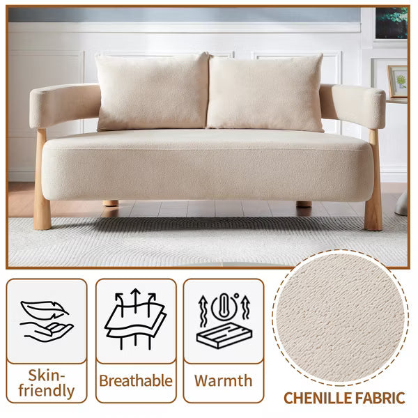 67" Chenille Loveseat Sofa with 2 Pillows ¨C Cozy Upholstered Couch for Living Room, Bedroom, or Office