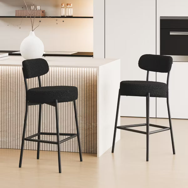 DYHOME Bar Stools Set of 2, 27 Inches Counter Height Kitchen Bar Stools with Back, Modern Metal Tall Bar Stools for Kitchen Island