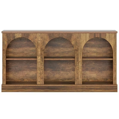 Resenkos Modern Black Console Table, Entryway & Living Room, Wooden Design, Arched Shelf, Stylish Display, Space-Saving Elegant, Black