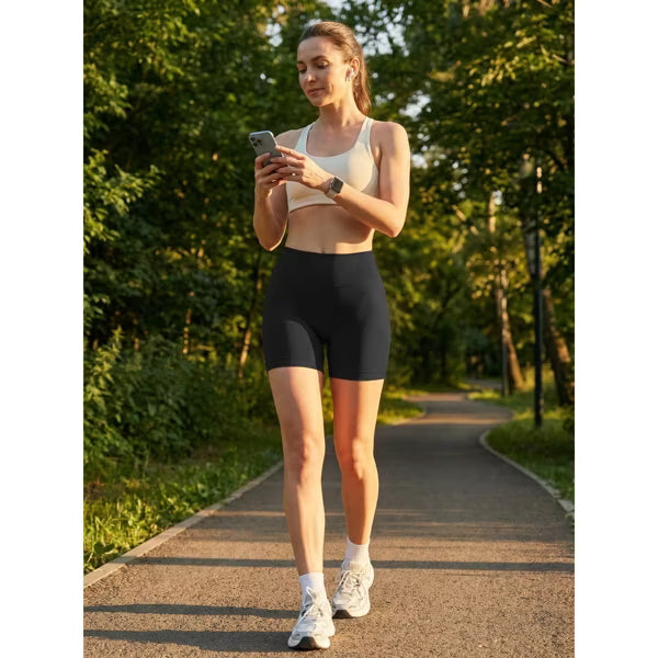 Women’s 2 Pack High Waisted Workout Shorts, 4.5" Seamless Yoga Biker Shorts for Running, Gym & Training, XL