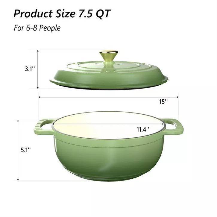 Karl Home 5 qt. Enameled Cast Iron Round Dutch Oven in Red with Lid