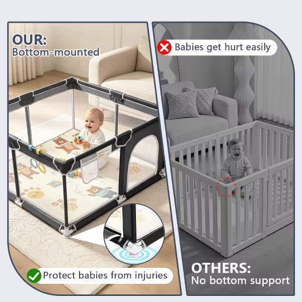 Kmaier Soft Padded Baby Playpen With Mat,Safe And Sturdy Design,Breathable Mesh,Portable For Indoor And Outdoor Use,Pink